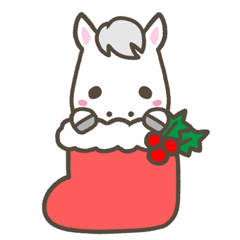 長靴にはいった白馬 長靴にはいった白馬 長靴,クリスマス,かわいい,馬,ホース,デフォルメ,動物,ゆるかわ,シンプル,素材のイラスト素材