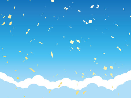 紙吹雪漫画背景 紙吹雪,雲,空,景色,パーティー,お祝い,背景,カラフル,漫画,キラキラのイラスト素材