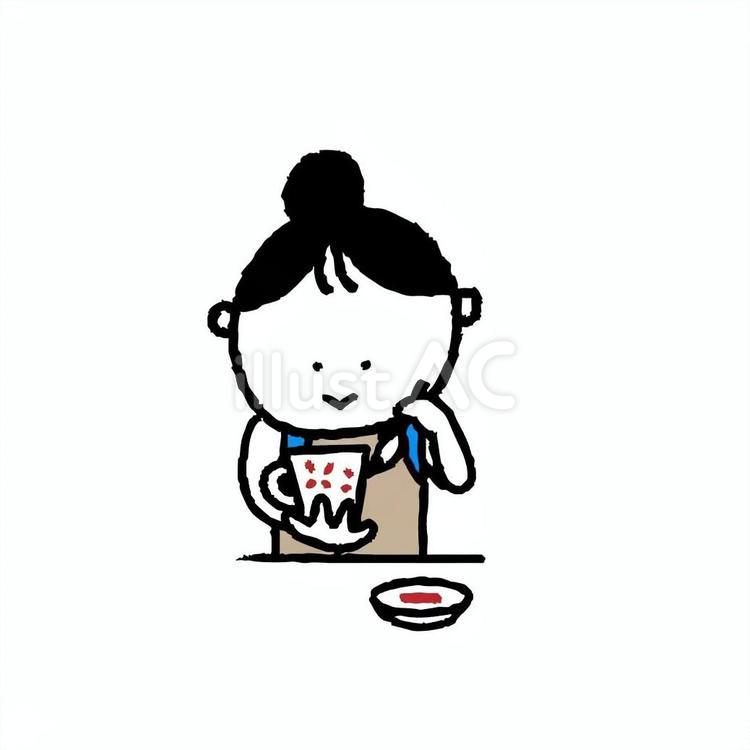 陶器絵付け体験をする女性 絵付け体験,陶器,女性のイラスト素材