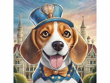 Illustration, dog, beagle, a bow tie, 