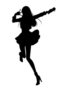 歌って踊るアイドルの女の子11 アイドル,スカート,女の子,シルエット,女性,ダンス,踊る,長髪,ハイヒール,ロングヘアのイラスト素材