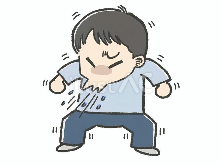 くしゃみをする男の子(全身)_1 くしゃみ,咳エチケット,男の子のイラスト素材