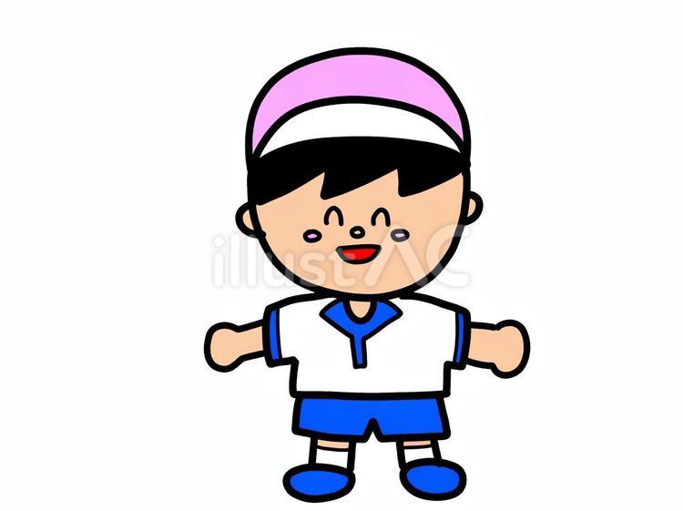 体操服を着た幼稚園児の男の子 手書き 体操服,幼稚園児,男の子のイラスト素材