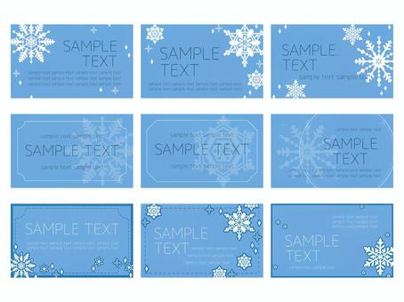 雪もようの名刺テンプレートセット 名刺,ビジネス,カード,テンプレート,セット,雪,かわいい,オシャレ,コピースペース,フレームのイラスト素材