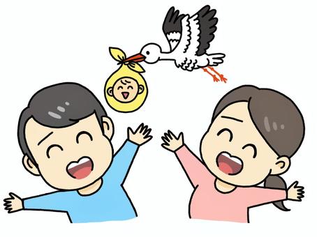 妊娠を喜ぶ夫婦 妊娠を喜ぶ夫婦 妊娠,コウノトリ,医療,夫婦,妊活のイラスト素材