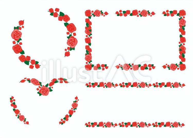 3薔薇・カーネーション枠（豪華、赤） カーネーション,母の日,フレームのイラスト素材