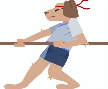 綱引き_犬 綱引き,運動会,犬,体育祭,動物,小学校,幼稚園,体育,学校,体操服のイラスト素材