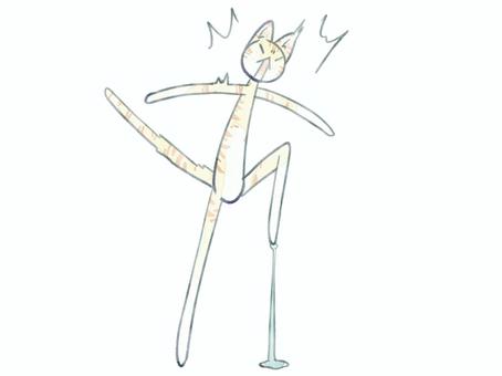 ガム踏み猫 猫,可愛い,ガム,踏む,伸びる,水彩風のイラスト素材