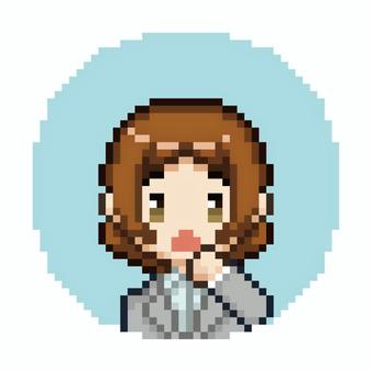 ドット絵スーツ女性丸アイコン2 ドット絵スーツ女性丸アイコン2 ドット絵,ドット,ピクセルアート,ピクセル,ファミコン風,ゲーム素材,女性,ビジネスウーマン,スーツ,笑顔のイラスト素材