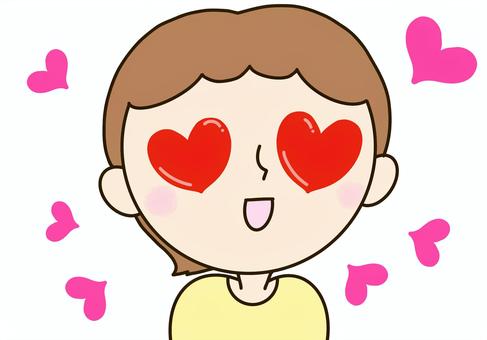 目がハート 人物,男性,女性,ショートヘア,目,ハート,赤,ピンク,愛情,気持ちのイラスト素材