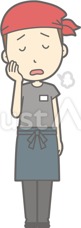 ラーメン屋男-ため息-全身 かわいい,男性,人物のイラスト素材