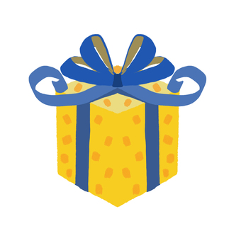 クリスマスプレゼント黄 クリスマス,プレゼント,箱,ラッピング,黄,模様,デザイン,かわいい,単体,xmasのイラスト素材
