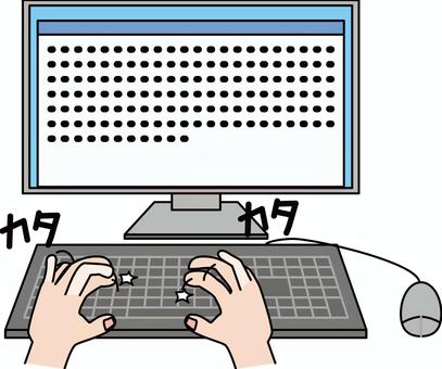 入力速い人 キーボード,入力,速い,タイピング,パソコン,モニター,マウス,仕事,手,シンプルのイラスト素材