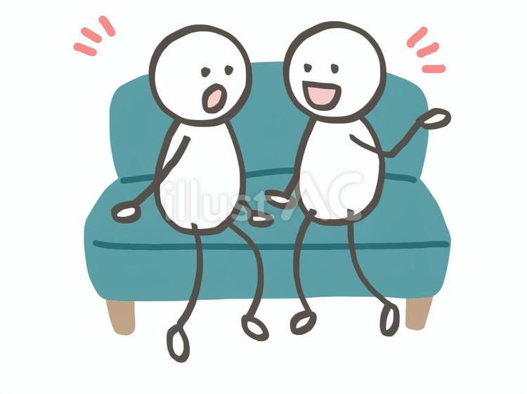 棒人間　ソファーでおしゃべり 棒人間,人,2人のイラスト素材