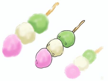 Illustration, three color dumpling, three color dumplings, 3 color dumpling, 