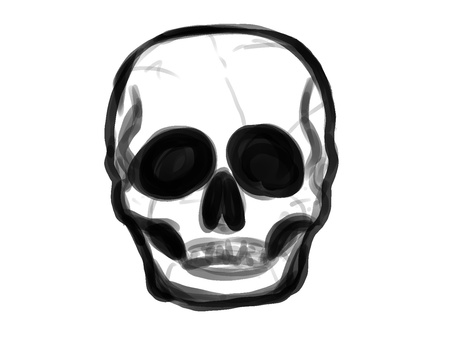 ホラータッチ髑髏 頭蓋骨,髑髏,ホラー,手描き,背景透過,アイコン,しゃれこうべ,骸骨,頭部,人体のイラスト素材