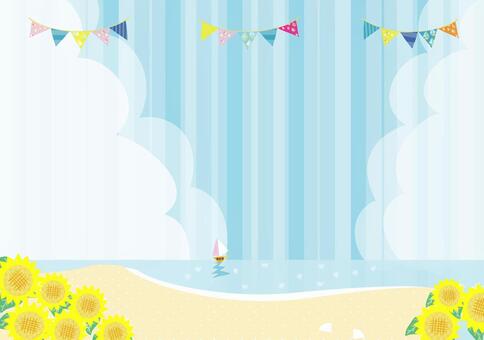 Illustration, summer sky, background illustration, sea house, JPG and AI