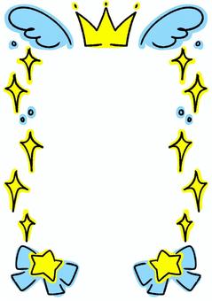 王冠と羽と星とリボン　青系 王冠,星,リボン,羽,キラキラのイラスト素材