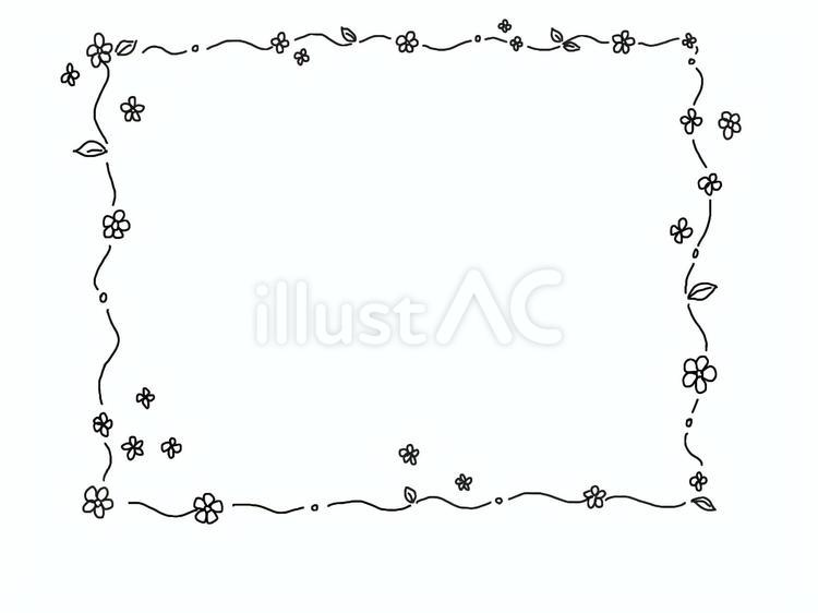小花　フレーム 花,かわいい,葉っぱのイラスト素材