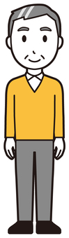  ニット中年男性(黄)-534-全身
