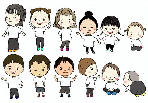 子供たち 子供,保育園,白シャツ,発表会,運動会のイラスト素材