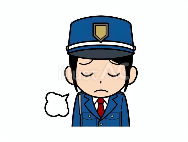 ため息をつく警備員の女性 警備員,警備,女性のイラスト素材