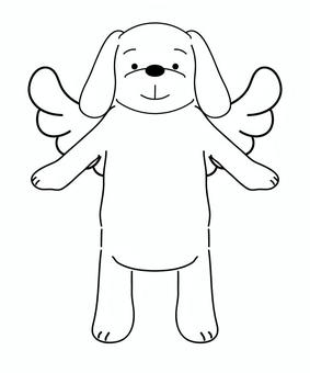 羽のある白い犬 犬,ペット,ミニチュアダックスフンド,ビーグル,ゴールデンレトリバー,垂れ耳,白,羽,羽根,翼のイラスト素材