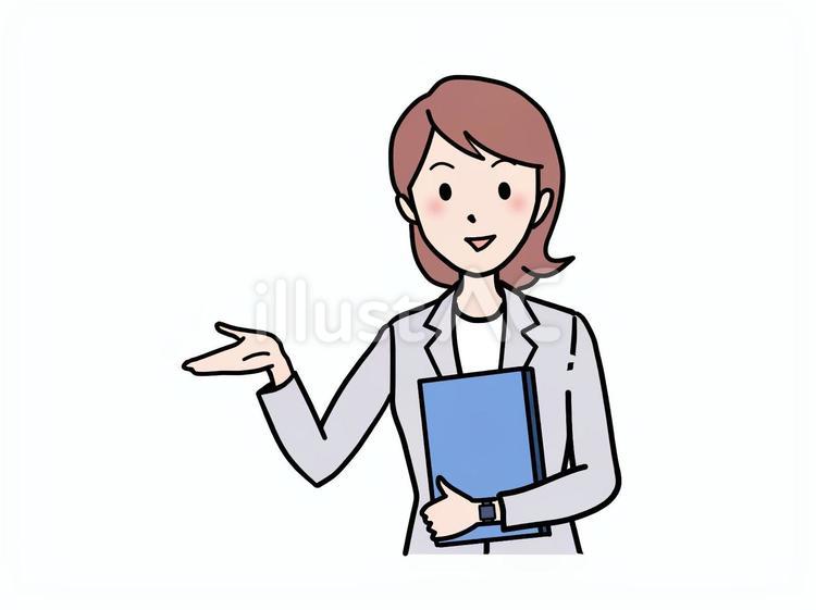 女性　スーツ　案内 女性,20代,案内のイラスト素材