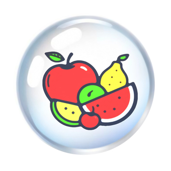 フルーツに球体のアイコン画像素材 球体,フルーツ,柄,模様,テクスチャ,デザイン,ガラス玉,イメージ,アイコン,宝石のイラスト素材