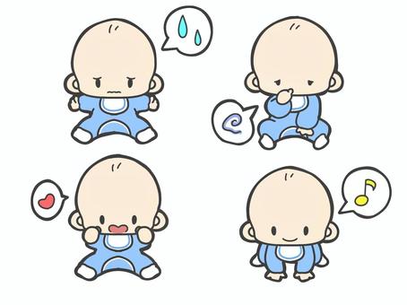 赤ちゃんセット 赤ちゃん,乳児,おすわり,はいはい,笑顔,セットのイラスト素材