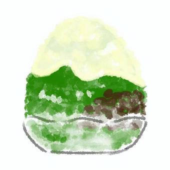 抹茶味のかき氷 かき氷,抹茶,宇治金時抹茶,氷菓,夏,練乳,あずきのイラスト素材