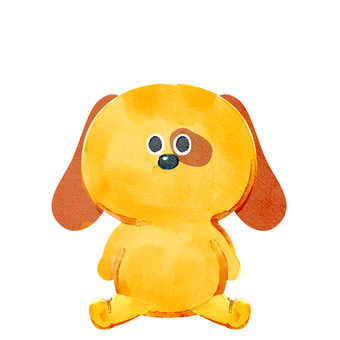 水彩画_お座りする犬_01 犬,動物,手描き,水彩画,水彩,水彩風,水彩画風,座る,お座り,正面のイラスト素材