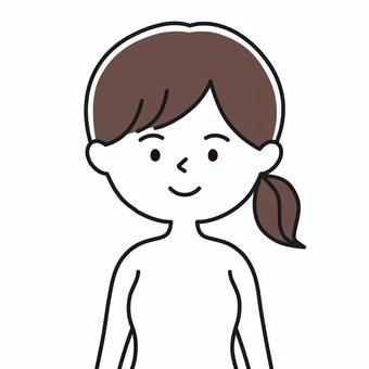 身体検査 上半身 裸_顔白-影 ONW 女性,笑顔,微笑む,からだ,はだか,身体,保健体育,性教育,人体,身体検査のイラスト素材