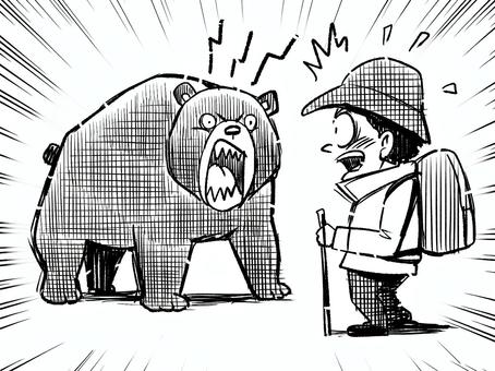 熊に遭遇 危険,登山,野生,ヒグマ,被害のイラスト素材