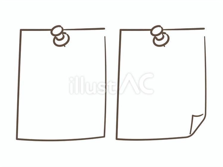 画鋲で留めたメモ　手書き風 画鋲,メモ,紙のイラスト素材
