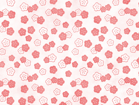 和柄背景【梅1】水彩風 和,柄,背景,パターン,手描き,水彩,和風,梅,紅梅,白梅のイラスト素材