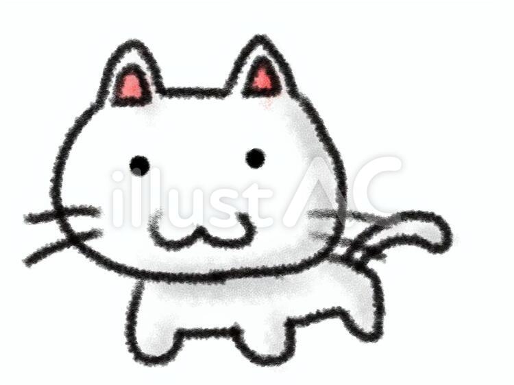 ネコ　白　かわいい ネコ,かわいい,アイコンのイラスト素材