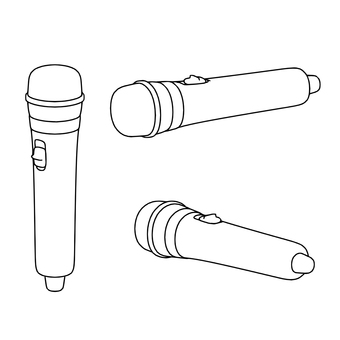 マイクの線画 マイク,カラオケ,線画,モノクロ,立体,音響機器のイラスト素材