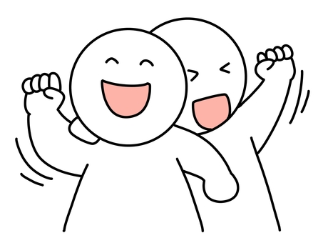 肩を組んでガッツポーズする棒人間 棒人間,楽しい,嬉しい,笑顔,陽気,肩を組む,上機嫌,友情,友達,知り合いのイラスト素材