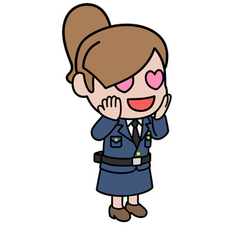 目をハートにさせる女警察官 女,警察官,ハート,目,恋愛,笑顔,可愛い,表情,感情,恋するのイラスト素材