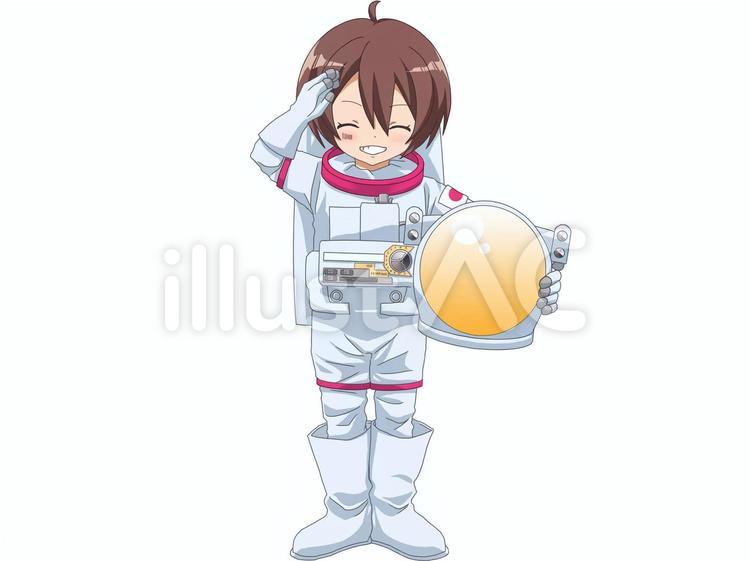 宇宙飛行士の男の子（アニメ調） nasa,jaxa,ぶかぶかのイラスト素材