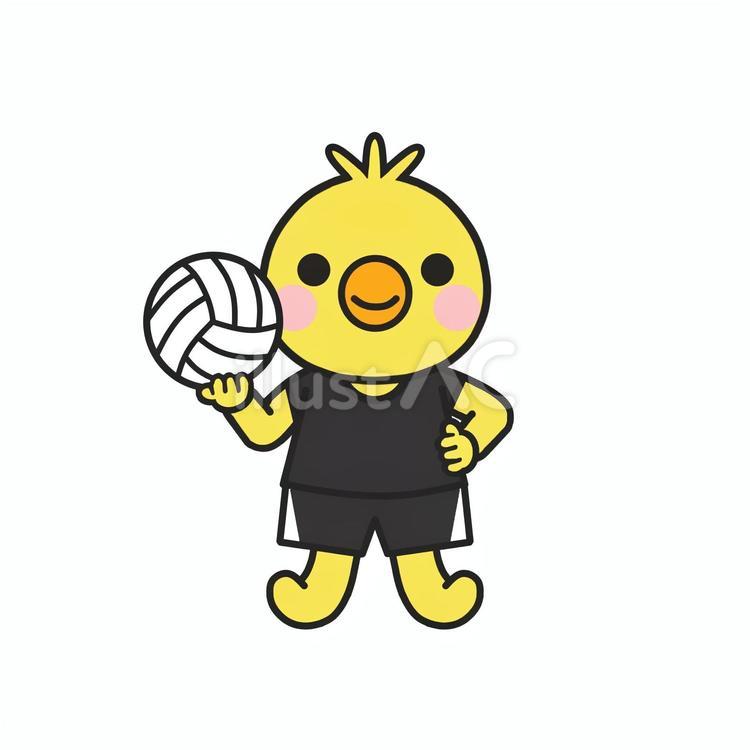 バレーボールを持つヒヨコ かわいい,部活,クラブ活動のイラスト素材