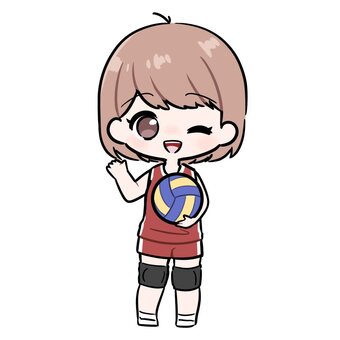 片手をあげてウインクする女子バレー選手 バレー,バレーボール,スポーツ,運動,部活,立ち絵,全身,人,人物,イラストのイラスト素材