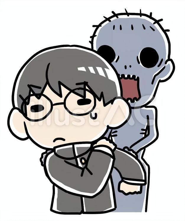 呪われている男子学生 呪い,心霊現象,男子学生のイラスト素材