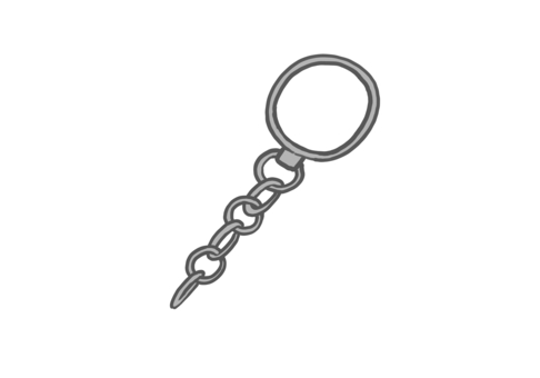 キーホルダーの金具のイラスト キーホルダー,金具,リング,チェーン,パーツ,シルバーのイラスト素材