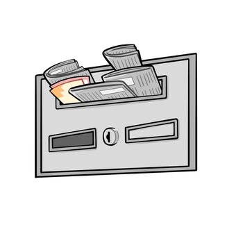 中身がぎゅうぎゅうのマンションのポスト ポスト,郵便,郵便受け,荷受け,かわいい,アイテム,生活,イラスト,新聞,不在のイラスト素材