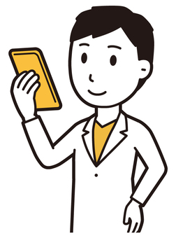  男性医師白衣(黄)-411-バスト スマホ,医者,医師,男性,白衣,スクラブ,病院,医療,ドクターコート,先生のイラスト素材