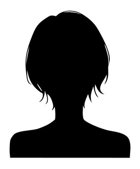 女性シルエット（ショートカット） シルエット,正面,女性,女,影,上半身,髪,ショート,髪型,ヘアスタイルのイラスト素材