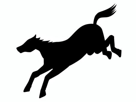 馬のシルエットイラスト（年賀状・午） 午,馬,イラスト,年賀状,年賀状素材,シルエット,正月,年末年始,動物,アイコンのイラスト素材