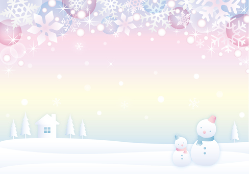 ロマンチックな雪だるまのフレーム 冬,雪の結晶,ピンク,雪,雪だるま,キラキラ,クリスマス,フレーム,かわいい,壁紙のイラスト素材